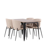 Jídelní stůl Tempe - černá / ořechová MDF + jídelní židle Modesto - šedá / kouřová černá Boucle _4