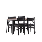 Jídelní stůl Tempe - Černá / Ořech MDF + Jídelní židle Montros - Přírodní / Přírodní kaučukové dřevo _4