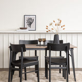 Jídelní stůl Tempe - Černá / Ořech MDF + Jídelní židle Montros - Přírodní / Přírodní kaučukové dřevo _4