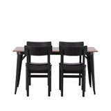 Jídelní stůl Tempe - Černá / Ořech MDF + Jídelní židle Montros - Přírodní / Přírodní kaučukové dřevo _4