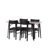 Jídelní stůl Tempe - Černá / Ořech MDF + Jídelní židle Montros - Přírodní / Přírodní kaučukové dřevo _4