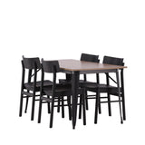 Jídelní stůl Tempe - Černá / Ořech MDF + Jídelní židle Montros - Přírodní / Přírodní kaučukové dřevo _4