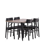 Jídelní stůl Tempe - Černá / Ořech MDF + Jídelní židle Montros - Přírodní / Přírodní kaučukové dřevo _4