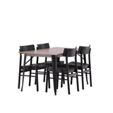 Jídelní stůl Tempe - Černá / Ořech MDF + Jídelní židle Montros - Přírodní / Přírodní kaučukové dřevo _4