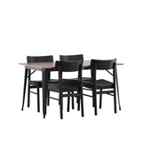 Jídelní stůl Tempe - Černá / Ořech MDF + Jídelní židle Montros - Přírodní / Přírodní kaučukové dřevo _4