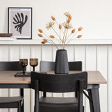 Jídelní stůl Tempe - Černá / Ořech MDF + Jídelní židle Montros - Přírodní / Přírodní kaučukové dřevo _4