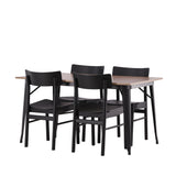 Jídelní stůl Tempe - Černá / Ořech MDF + Jídelní židle Montros - Přírodní / Přírodní kaučukové dřevo _4