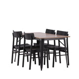 Jídelní stůl Tempe - Černá / Ořech MDF + Jídelní židle Montros - Přírodní / Přírodní kaučukové dřevo _4