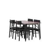 Jídelní stůl Tempe - Černá / Ořech MDF + Jídelní židle Montros - Přírodní / Přírodní kaučukové dřevo _4