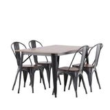 Jídelní stůl Tempe - Černá / Ořech MDF + Jídelní židle Tempe - Tmavě šedá / Tmavě hnědá MDF _4