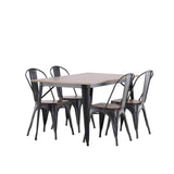 Jídelní stůl Tempe - Černá / Ořech MDF + Jídelní židle Tempe - Tmavě šedá / Tmavě hnědá MDF _4