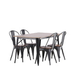 Jídelní stůl Tempe - Černá / Ořech MDF + Jídelní židle Tempe - Tmavě šedá / Tmavě hnědá MDF _4