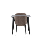 Jídelní stůl Tempe - černá / černá MDF + jídelní židle Modesto - šedá / kouřová černá Boucle _2