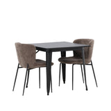 Jídelní stůl Tempe - černá / černá MDF + jídelní židle Modesto - šedá / kouřová černá Boucle _2