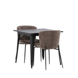 Jídelní stůl Tempe - černá / černá MDF + jídelní židle Modesto - šedá / kouřová černá Boucle _2