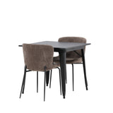 Jídelní stůl Tempe - černá / černá MDF + jídelní židle Modesto - šedá / kouřová černá Boucle _2
