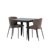 Jídelní stůl Tempe - černá / černá MDF + jídelní židle Modesto - šedá / kouřová černá Boucle _2