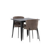 Jídelní stůl Tempe - černá / černá MDF + jídelní židle Modesto - šedá / kouřová černá Boucle _2