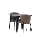 Jídelní stůl Tempe - černá / černá MDF + jídelní židle Modesto - šedá / kouřová černá Boucle _2