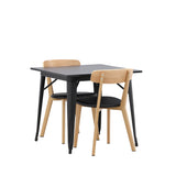 Jídelní stůl Tempe - černá / černá MDF + jídelní židle Sanjos - dubový vzhled / černá PU _2