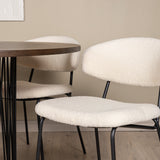 Kamenný kulatý jídelní stůl - černá / mocca dýha + jídelní židle Chico - černá / bílá Boucle _4