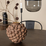 Kamenný kulatý jídelní stůl - černá / mocca dýha + jídelní židle Tempe - matná černá / kov _4