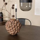 Kamenný kulatý jídelní stůl - černá / mocca dýha + jídelní židle Tempe - matná černá / kov _4