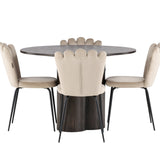OliviaJídelní stůl-Mocca/MoccaVeneer+LimhamnLightChair-Black/BeigeVelvet_4