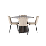 OliviaJídelní stůl-Mocca/MoccaVeneer+LimhamnLightChair-Black/BeigeVelvet_4