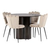 OliviaJídelní stůl-Mocca/MoccaVeneer+LimhamnLightChair-Black/BeigeVelvet_4