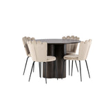 OliviaJídelní stůl-Mocca/MoccaVeneer+LimhamnLightChair-Black/BeigeVelvet_4