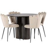 OliviaJídelní stůl-Mocca/MoccaVeneer+LimhamnLightChair-Black/BeigeVelvet_4