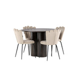 OliviaJídelní stůl-Mocca/MoccaVeneer+LimhamnLightChair-Black/BeigeVelvet_4