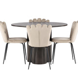 OliviaJídelní stůl-Mocca/MoccaVeneer+LimhamnLightChair-Black/BeigeVelvet_4