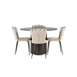 OliviaJídelní stůl-Mocca/MoccaVeneer+LimhamnLightChair-Black/BeigeVelvet_4