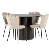 OliviaJídelní stůl-Mocca/MoccaVeneer+LimhamnLightChair-Black/BeigeVelvet_4