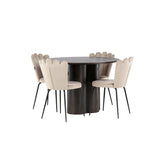 OliviaJídelní stůl-Mocca/MoccaVeneer+LimhamnLightChair-Black/BeigeVelvet_4