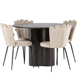 OliviaJídelní stůl-Mocca/MoccaVeneer+LimhamnLightChair-Black/BeigeVelvet_4