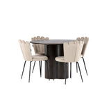 OliviaJídelní stůl-Mocca/MoccaVeneer+LimhamnLightChair-Black/BeigeVelvet_4