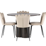 OliviaJídelní stůl-Mocca/MoccaVeneer+LimhamnLightChair-Black/BeigeVelvet_4