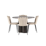 OliviaJídelní stůl-Mocca/MoccaVeneer+LimhamnLightChair-Black/BeigeVelvet_4