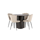 OliviaJídelní stůl-Mocca/MoccaVeneer+LimhamnLightChair-Black/BeigeVelvet_4