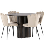 OliviaJídelní stůl-Mocca/MoccaVeneer+LimhamnLightChair-Black/BeigeVelvet_4