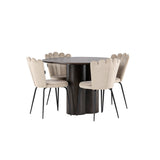 OliviaJídelní stůl-Mocca/MoccaVeneer+LimhamnLightChair-Black/BeigeVelvet_4