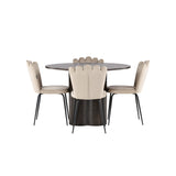 OliviaJídelní stůl-Mocca/MoccaVeneer+LimhamnLightChair-Black/BeigeVelvet_4