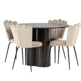 OliviaJídelní stůl-Mocca/MoccaVeneer+LimhamnLightChair-Black/BeigeVelvet_4