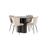 OliviaJídelní stůl-Mocca/MoccaVeneer+LimhamnLightChair-Black/BeigeVelvet_4