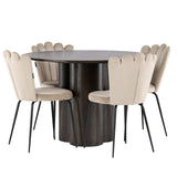 OliviaJídelní stůl-Mocca/MoccaVeneer+LimhamnLightChair-Black/BeigeVelvet_4