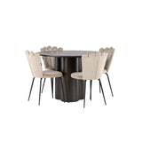 OliviaJídelní stůl-Mocca/MoccaVeneer+LimhamnLightChair-Black/BeigeVelvet_4