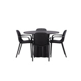 OliviaJídelní stůl-Black/BlackVeneer+BaltimoreJídelní židle-Černá/BlackPlastic_4